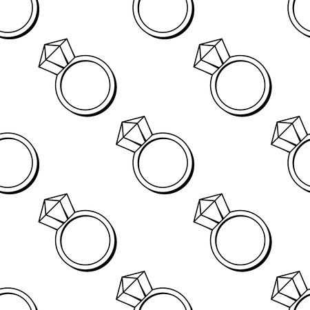 Vector linear seamless pattern with brilliant rings. May be used for wedding decoration, cards, invitation, envelopes or some other romantic polygraphy.のイラスト素材