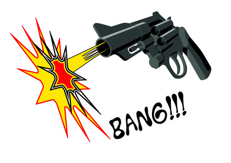 illustration of the dynamic shot from gun drawn in pop art style.のイラスト素材