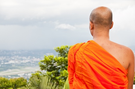 Thai Monk in yellow robe.の写真素材