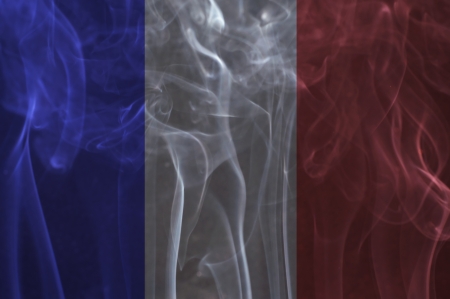 France flag overlay on smoke technique の写真素材