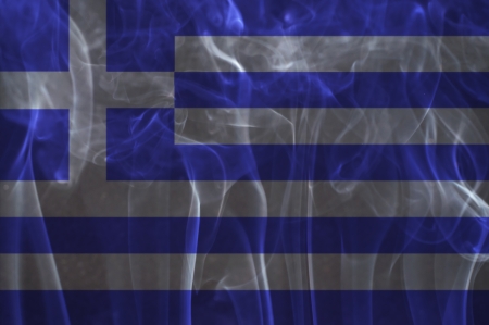 Greece flag overlay on smoke technique の写真素材