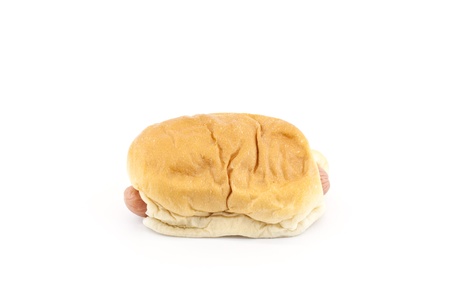 Sausage bread isolated on white background の写真素材