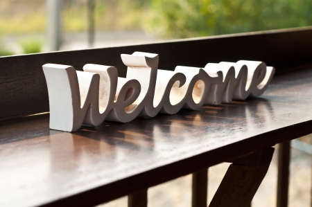 White woodcraft welcome word の写真素材