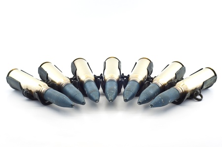 Cartridge 20 mm caliber aircraft gunnery bullet isolated の写真素材