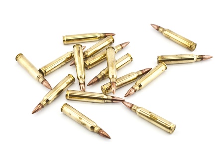 Cartridge 5 56 mm caliber, Machine gun bullet isolated 