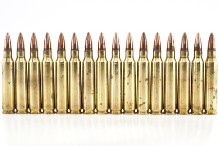 Cartridge 5 56 mm caliber, Machine gun bullet isolated の写真素材