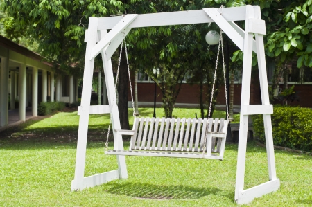 White wooden swing の写真素材