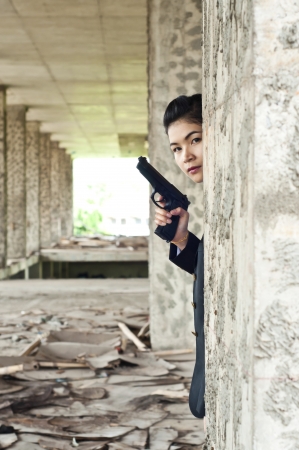 Policewoman in action の写真素材
