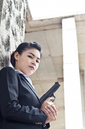 Policewoman in action の写真素材