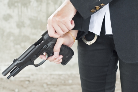 Policewoman in action の写真素材