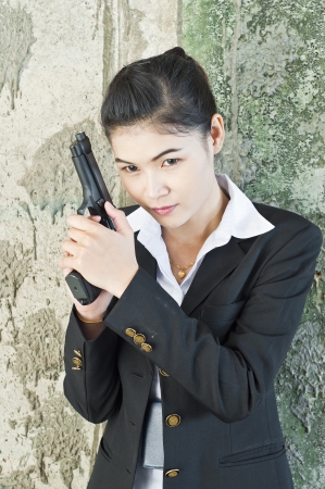 Policewoman in action の写真素材