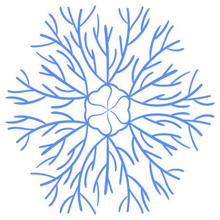 snowflake in hand drawing style. For the design of the theme of winter, cold. Abstract background for the site, cards, invitations, business cards.のイラスト素材