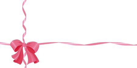 Bow and pink ribbons on a white background. Vector image of a bow with a ribbon for greeting card, packaging. Design on holidays.のイラスト素材