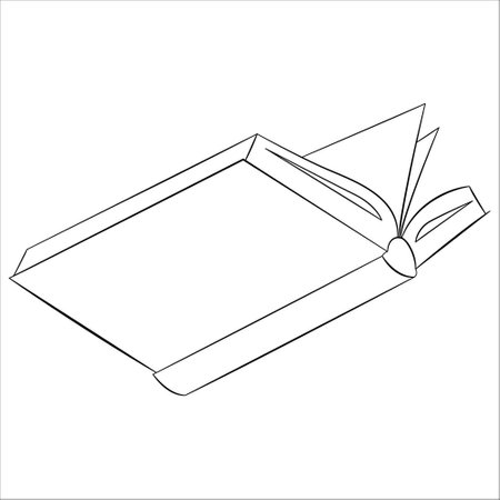 Paper open book for library, bookstore design.Vector isolated on white, outline style.のイラスト素材