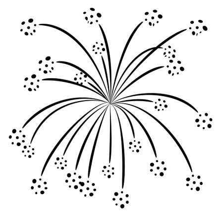 Fireworks for air show, festival, carnival. Explosion from many small balls.Vector icon isolated on white, hand drawing style.のイラスト素材