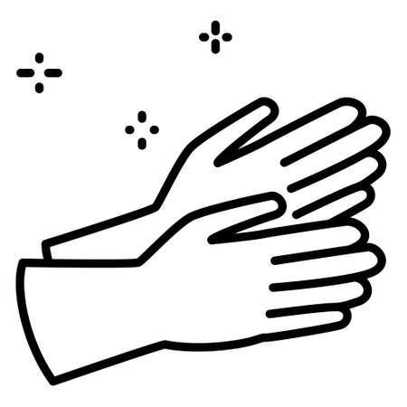 Latex or rubber gloves for hand protection. Household chores. Safety of the skin of the hands from chemical cleaning products. Vector Icon, Outline, Isolated, 48x48 Pixel.のイラスト素材