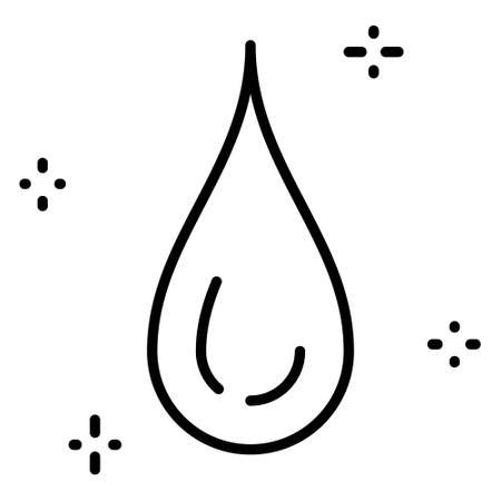 Water drop - symbol of purity and beauty. Cleaning the surface, car wash. Drop of oil. Vector Icon, Outline, Isolated, 48x48 Pixel.のイラスト素材