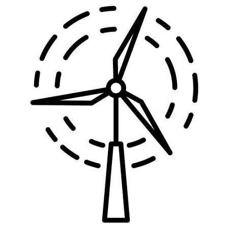 Wind generator for electricity. Renewable and environmental energy sources. Icon, vector, outline, isolated, 48x48 pixel.のイラスト素材