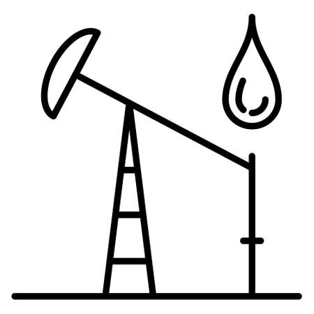 Oil drilling rig, oil production. Industrial equipment, gas field. Icon, vector, outline, isolated, 48x48 pixel.のイラスト素材