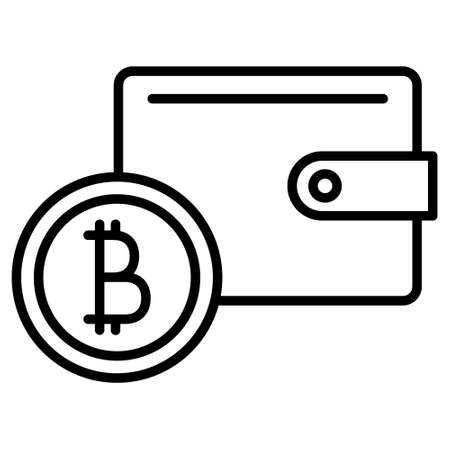 Payment in cryptocurrency. Exchange of bitcoin for cash. Icon, vector, outline, isolated, 48 pixel.のイラスト素材