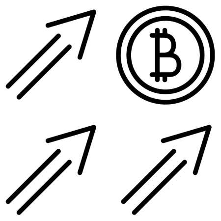 The growth of the bitcoin exchange rate. The profitability of the cryptocurrency. Reliability of blockchain technology. Icon, vector, outline, isolated, 48 pixel.のイラスト素材