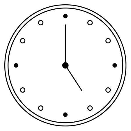 Round dial for wall, wrist watches with thin hands and circles. Vector icon, outline, isolated.のイラスト素材