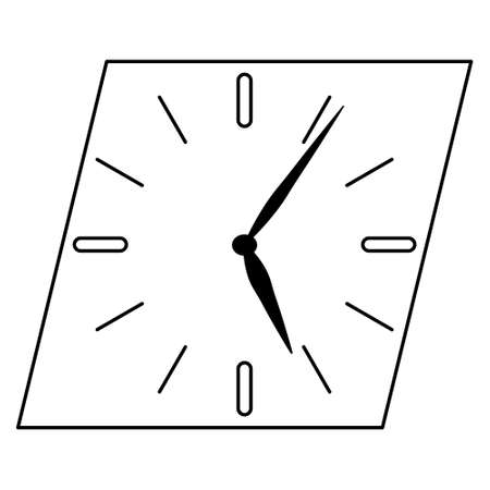 The clock is in the shape of a diamond and oval signs. Design for a wall clock face. Vector icon, outline, isolated.のイラスト素材