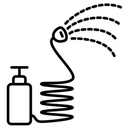 The device for spraying. Automatic, manual pump for liquid spraying. Vector icon, outline, isolated.のイラスト素材