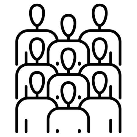 A group of people, a community of like-minded people, a forum, a social network, teamwork, cooperation, common interests. Vector icon, outline, isolated.のイラスト素材