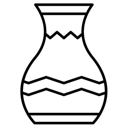 A vase of classic shape for flowers, ikebana. Interior decoration. Pottery. Vector icon, outline, isolated.のイラスト素材