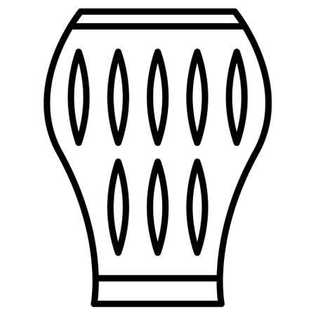 Amphora, urn, vase. An object made of clay for the interior. Ceramic vase for flowers, dry compositions. Vector icon, outline, isolated.のイラスト素材