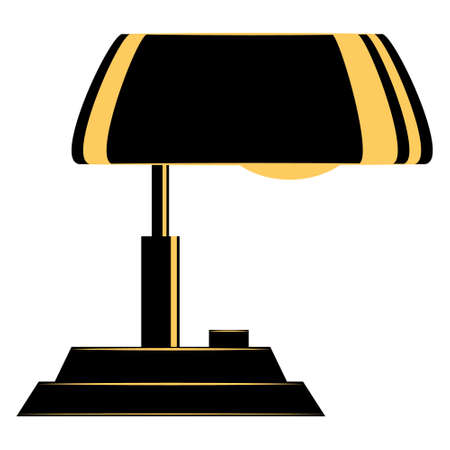 Table lamp for local lighting, portable lamp. Massive stand, large lampshade. Lighting inside the home and office. lampshade design. Modern fashionable interior. Vector icon, flat, isolatedのイラスト素材