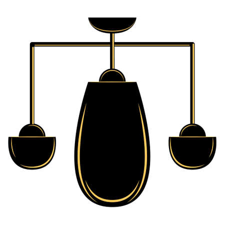 A ceiling lamp made of three plafonds. original lampshade. Hanging chandelier for lighting in the home and office. lamp design. Vector icon, black, yellow, silhouette, flat, isolatedのイラスト素材
