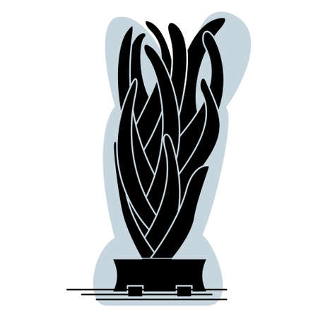 Cactus, succulent in a pot for home and office. A houseplant with vertical narrow dense leaves. Vector icon, glyph, silhouette, abstract gray background, isolatedのイラスト素材