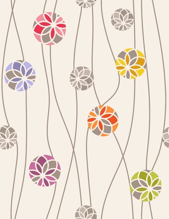 Colorful floral medallions. Seamless vector patternのイラスト素材