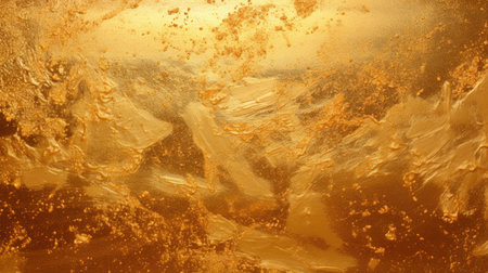 Gold abstract heterogeneous metal texture background glitter shabby sparkling rough foil glare, natural pattern Christmas premium banner copy spaceの素材