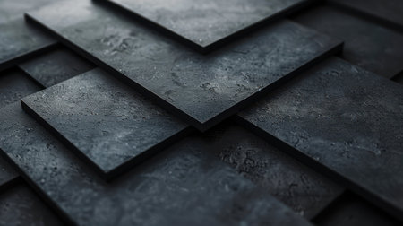 abstract black background with layers. Metal plate texture with scratches and cracks closeup. Black Friday concept with copy space.の素材