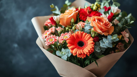 Beautiful bouquet of mixed flowers. The work of the florist.の素材