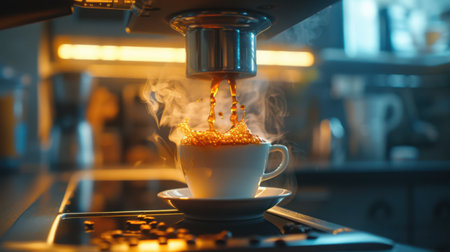 Coffee machine making a cup of coffee. Coffee making processの素材