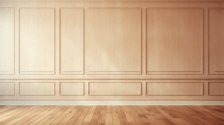 Interior space showcases light wooden wall panels and polished flooring, providing a serene and elegant backdrop suitable for diverse design projectsの素材