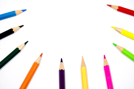 Colourful pencils isolated on white backgroundの写真素材