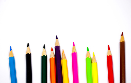 Colourful pencils isolated on white backgroundの写真素材