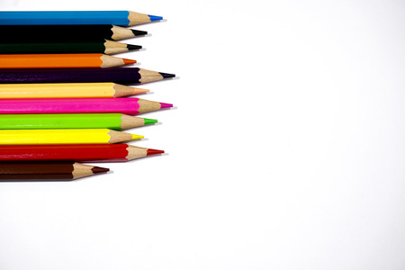 Colourful pencils isolated on white backgroundの写真素材