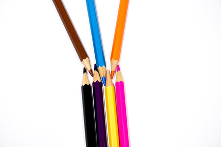Colourful pencils isolated on white backgroundの写真素材