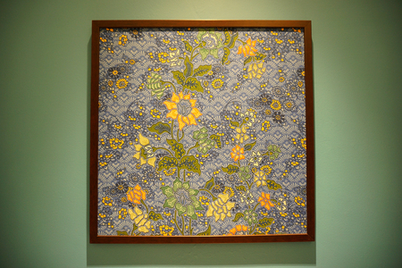 floral batik cloth hanging framed on the wallのeditorial素材