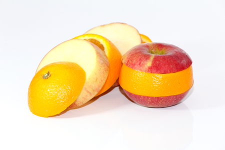 Apple and orange fruitの写真素材