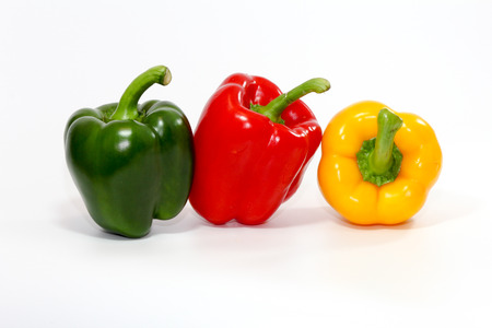 The sweet pepper, bell pepper on white backgroundの写真素材