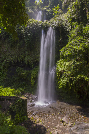Sendeng Giler Waterfall, Lombok, Indonesia, Southeast Asiaの写真素材