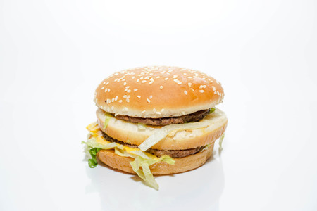 Big hamburger on white backgroundの写真素材