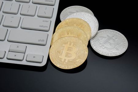 The concept of electronic currency Bitcoinの写真素材